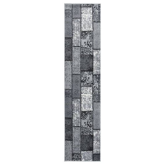 Berkfield Runner Rug BCF Grey with Block Pattern 80x450 cm