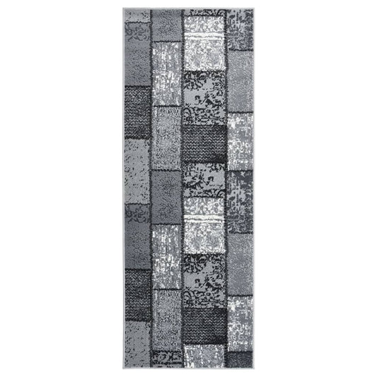 Berkfield Runner Rug BCF Grey with Block Pattern 100x250 cm