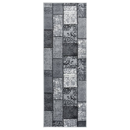 Berkfield Runner Rug BCF Grey with Block Pattern 100x300 cm