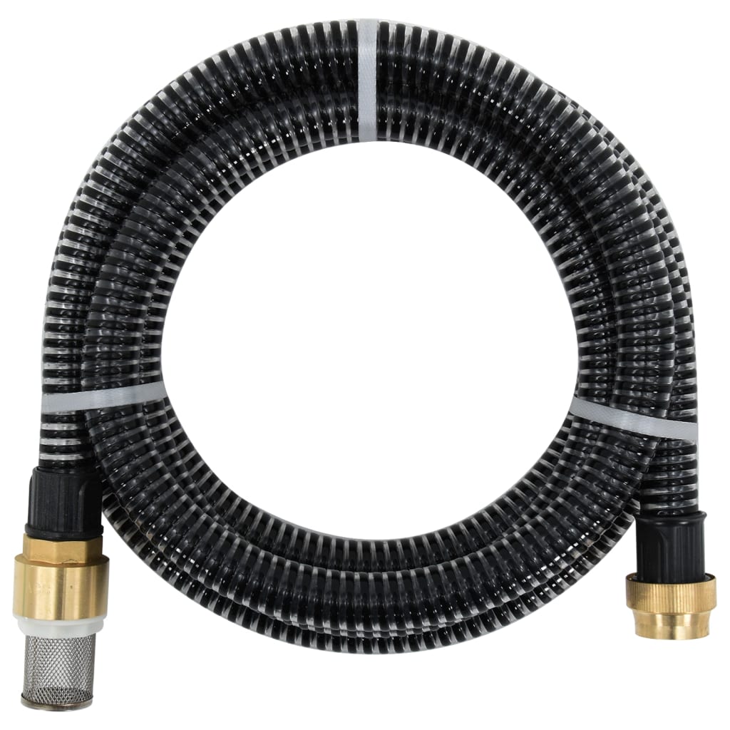 Berkfield Suction Hose with Brass Connectors Black 1.1" 5 m PVC