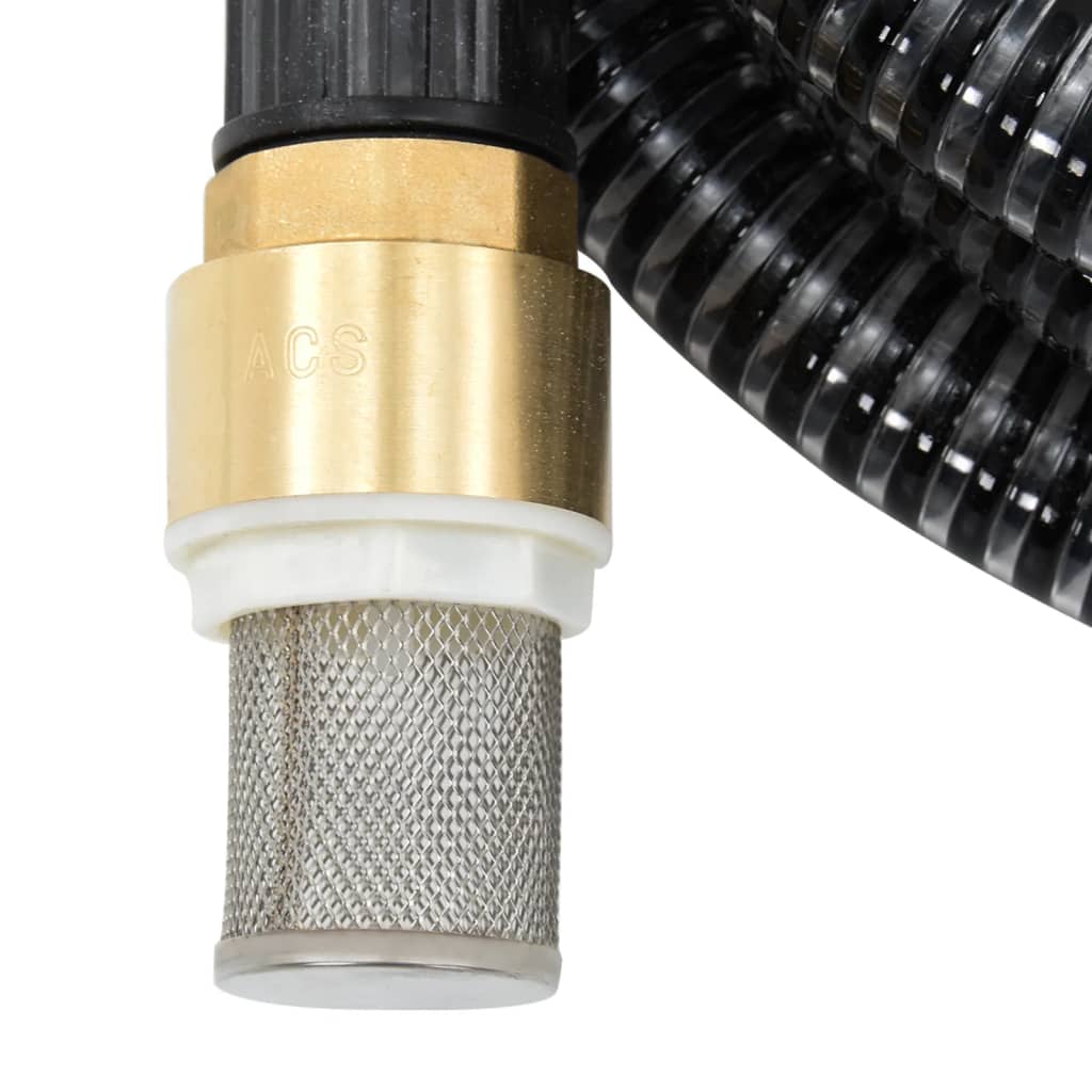 Berkfield Suction Hose with Brass Connectors Black 1.1" 7 m PVC