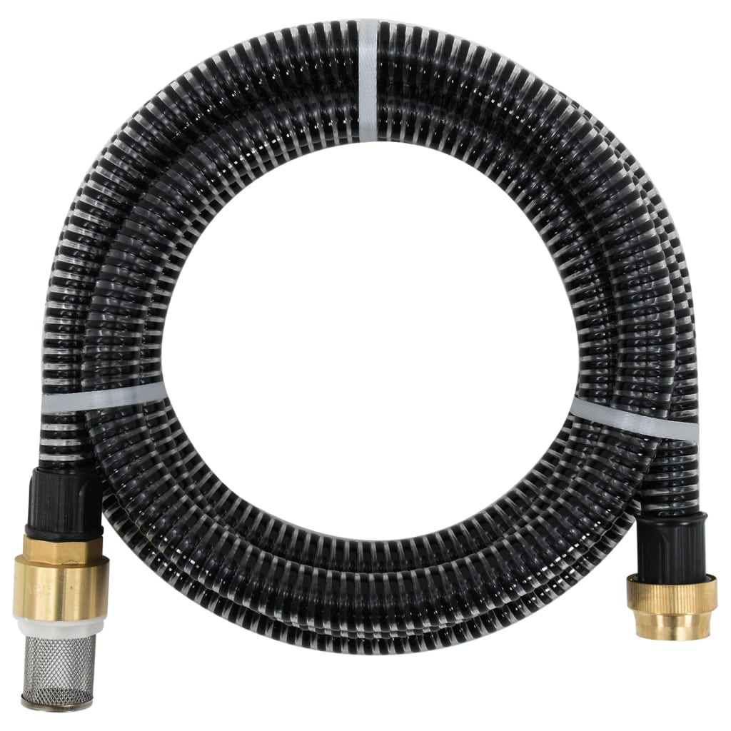 Berkfield Suction Hose with Brass Connectors Black 1.1" 20 m PVC