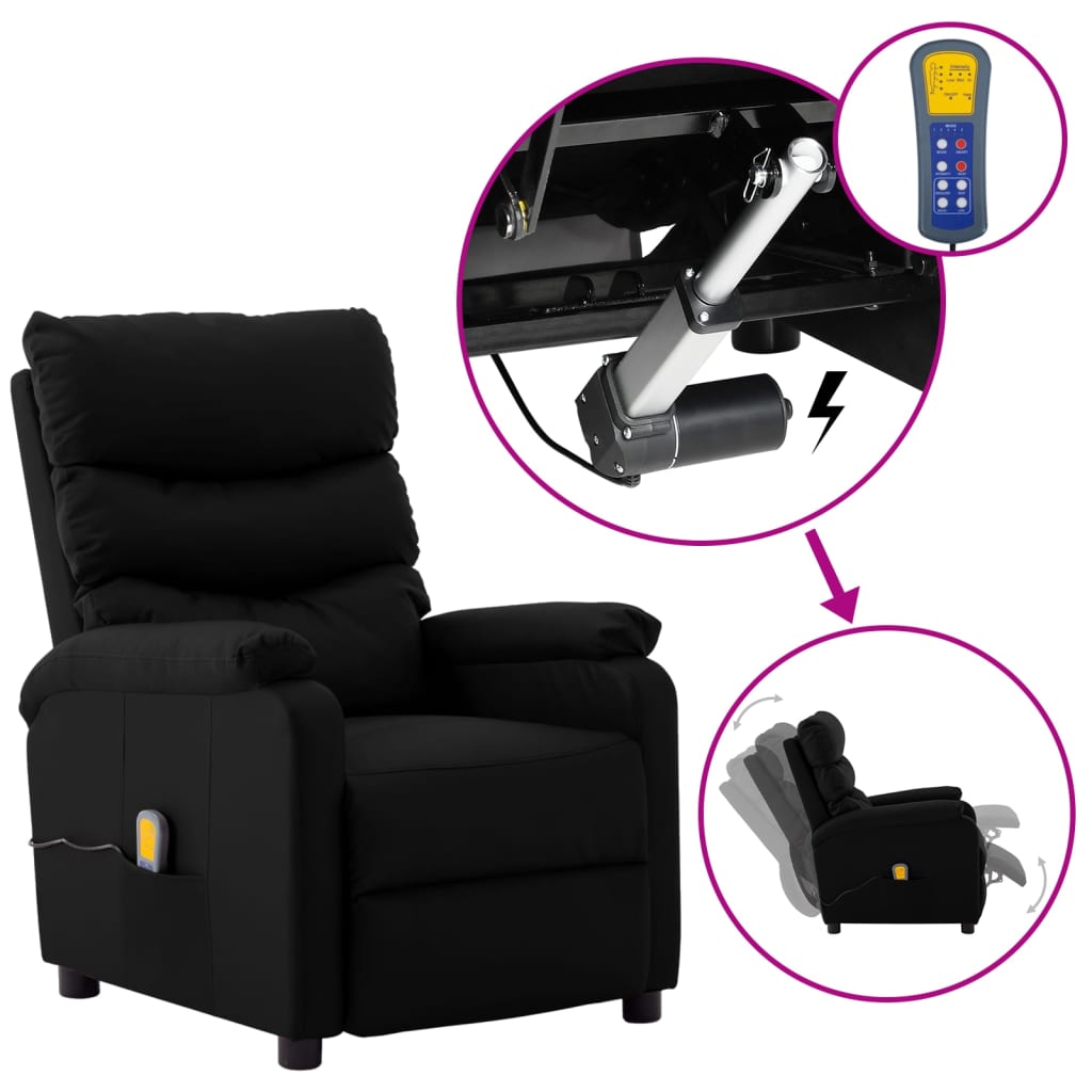 Berkfield Wing Back Electric Massage Reclining Chair Black Faux Leather