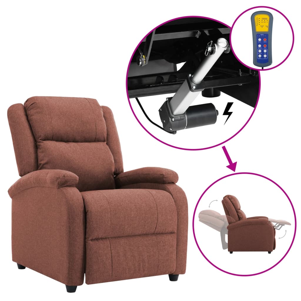 Berkfield Wing Back Electric TV Recliner Chair Brown Fabric