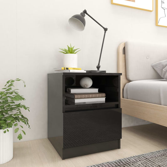 Berkfield Bed Cabinet High Gloss Black 40x40x50 cm Engineered Wood