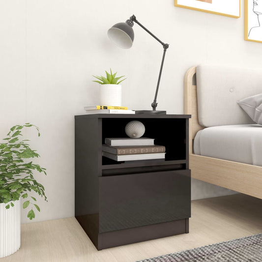 Berkfield Bed Cabinets 2 pcs High Gloss Grey 40x40x50 cm Engineered Wood