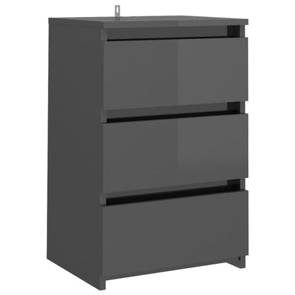 Berkfield Bed Cabinet High Gloss Grey 40x35x62.5 cm Engineered Wood