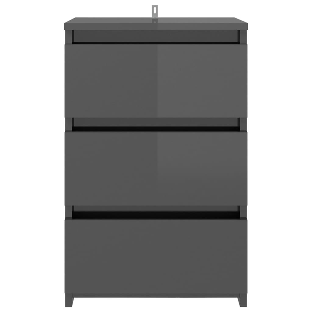 Berkfield Bed Cabinet High Gloss Grey 40x35x62.5 cm Engineered Wood