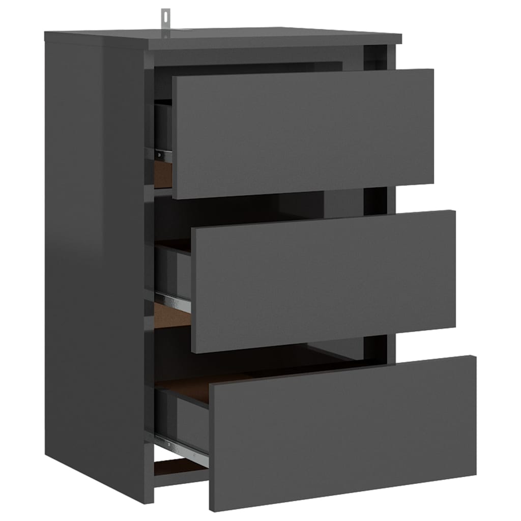 Berkfield Bed Cabinet High Gloss Grey 40x35x62.5 cm Engineered Wood