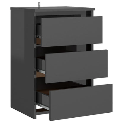 Berkfield Bed Cabinet High Gloss Grey 40x35x62.5 cm Engineered Wood