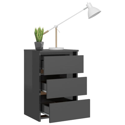 Berkfield Bed Cabinet High Gloss Grey 40x35x62.5 cm Engineered Wood