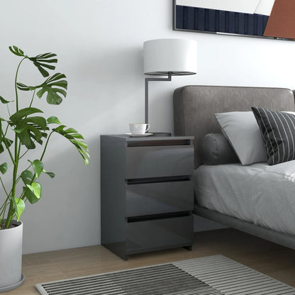 Berkfield Bed Cabinet High Gloss Grey 40x35x62.5 cm Engineered Wood