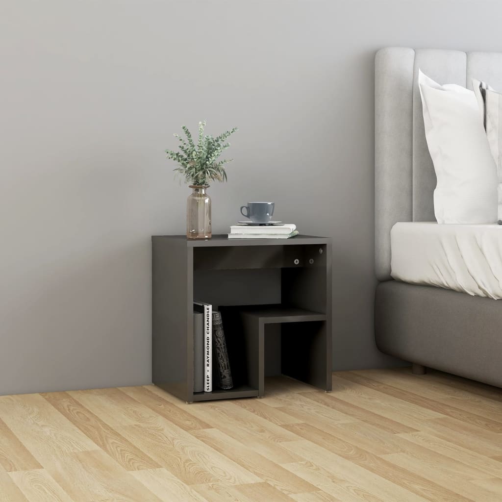 Berkfield Bed Cabinet High Gloss Grey 40x30x40 cm Engineered Wood