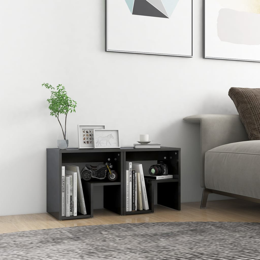 Berkfield Bed Cabinets 2 pcs High Gloss Grey 40x30x40 cm Engineered Wood
