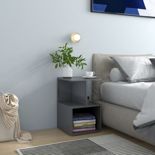 Berkfield Bedside Cabinet High Gloss Grey 35x35x55 cm Engineered Wood