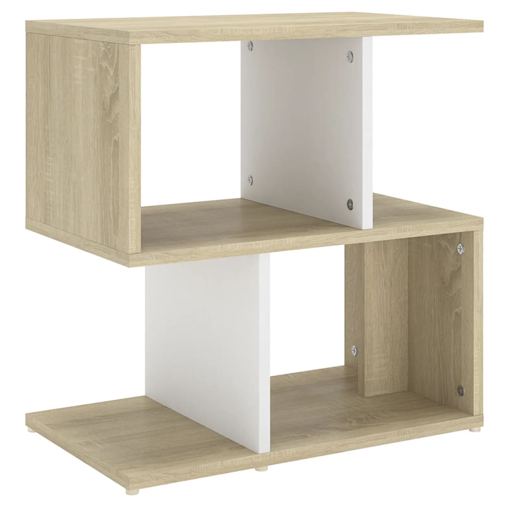 Berkfield Bedside Cabinet White and Sonoma Oak 50x30x51.5 cm Engineered Wood