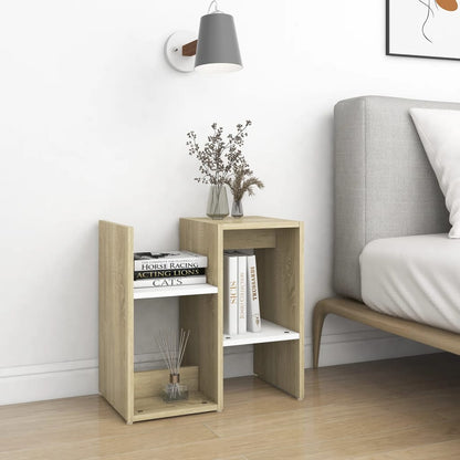 Berkfield Bedside Cabinet White and Sonoma Oak 50x30x51.5 cm Engineered Wood