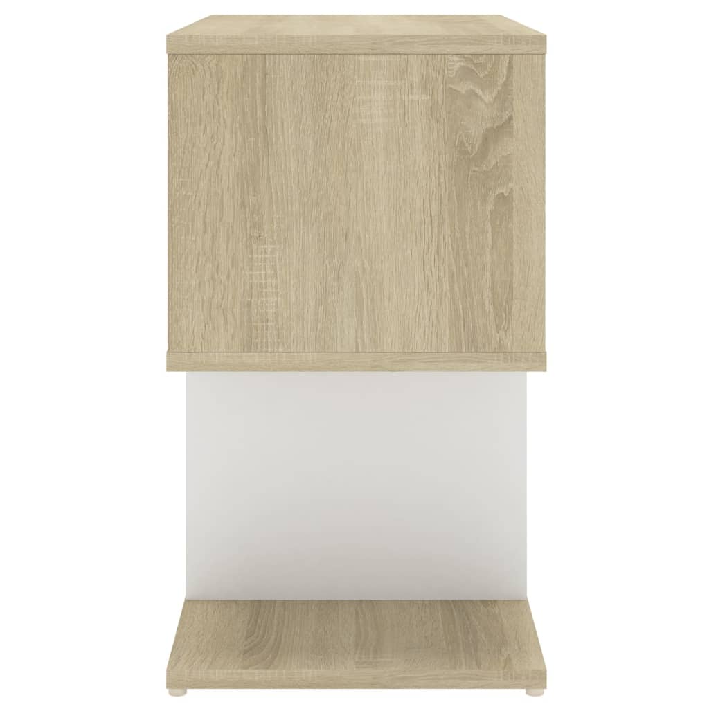 Berkfield Bedside Cabinet White and Sonoma Oak 50x30x51.5 cm Engineered Wood