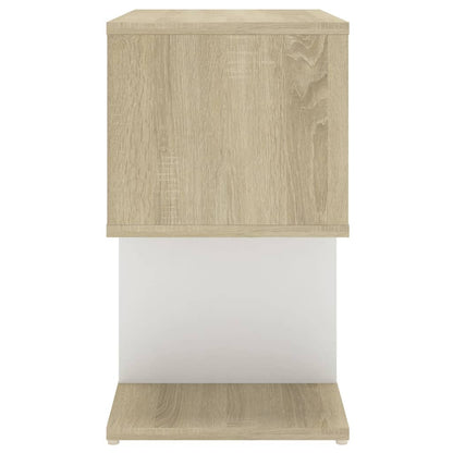 Berkfield Bedside Cabinet White and Sonoma Oak 50x30x51.5 cm Engineered Wood