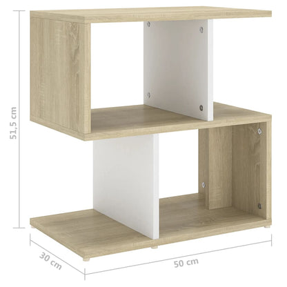 Berkfield Bedside Cabinet White and Sonoma Oak 50x30x51.5 cm Engineered Wood