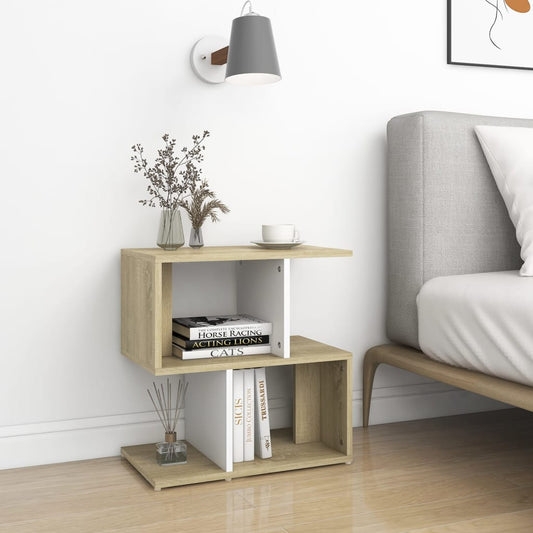Berkfield Bedside Cabinets 2pcs White and Sonoma Oak 50x30x51.5cm Engineered Wood