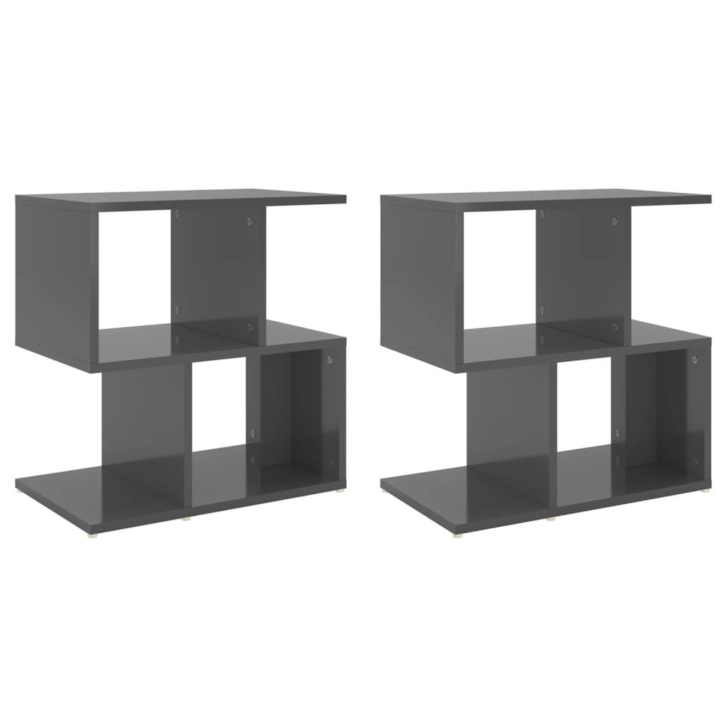 Berkfield Bedside Cabinets 2 pcs High Gloss Grey 50x30x51.5 cm Engineered Wood
