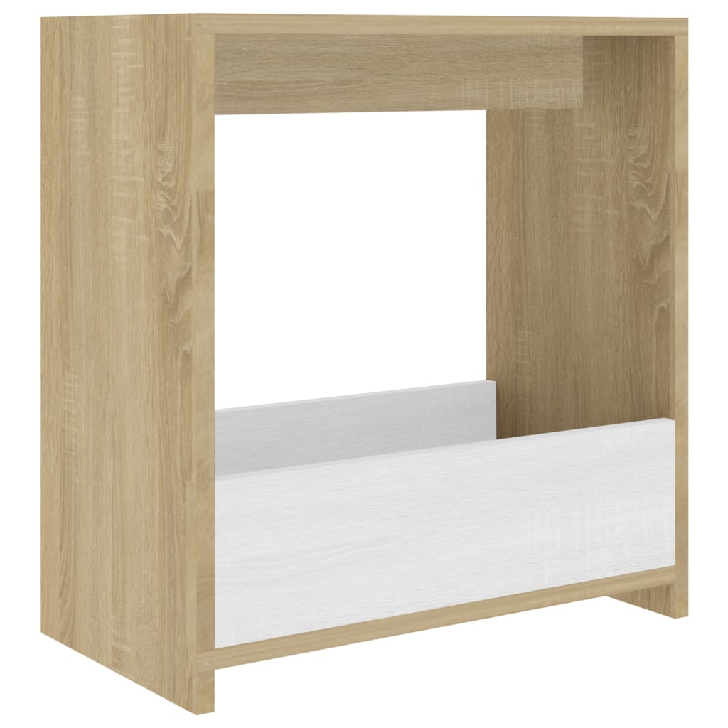 Berkfield Side Table White and Sonoma Oak 50x26x50 cm Engineered Wood