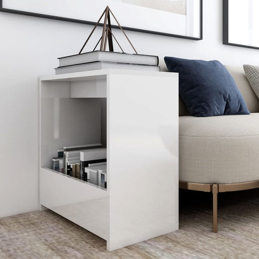 Berkfield Side Table High Gloss White 50x26x50 cm Engineered Wood