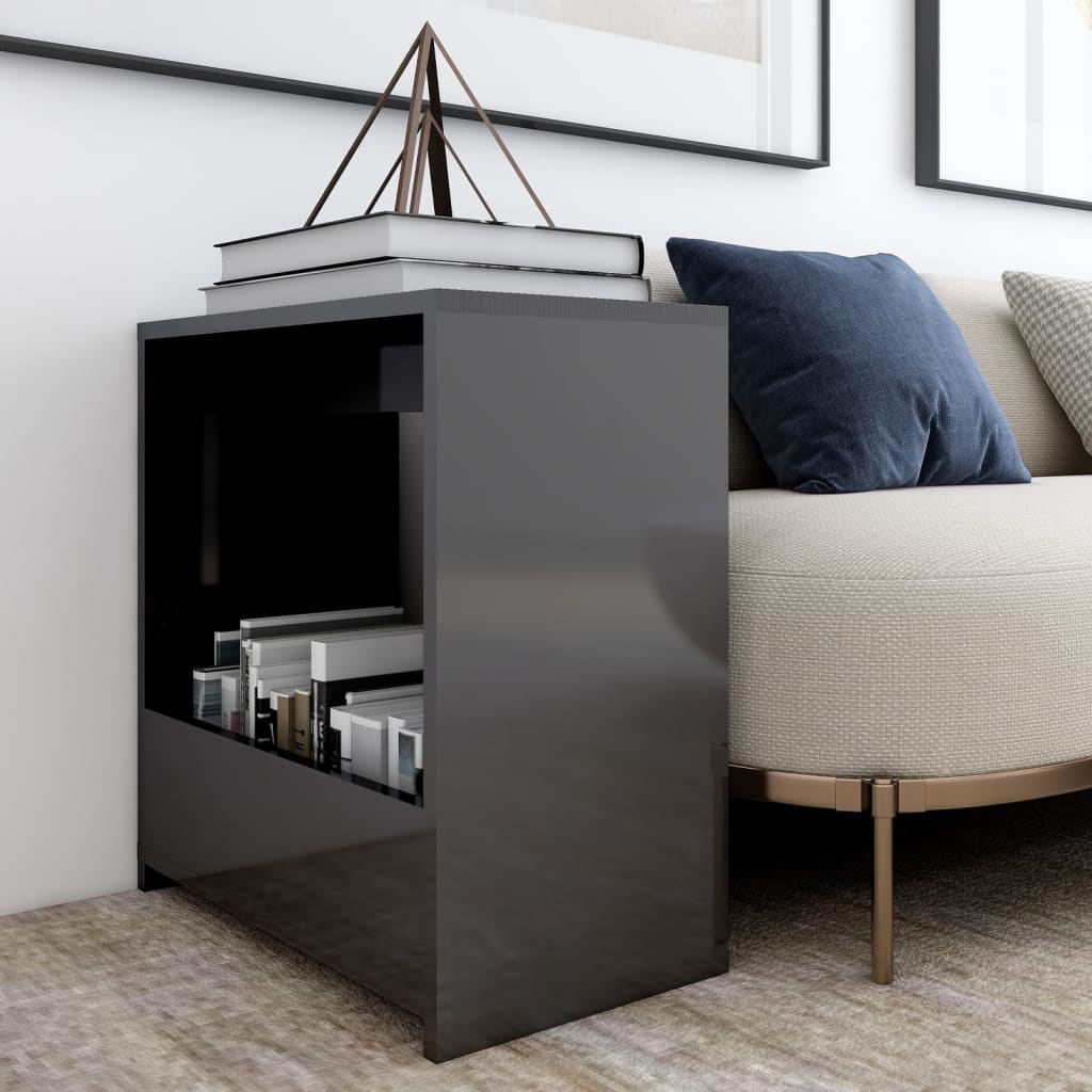 Berkfield Side Table High Gloss Grey 50x26x50 cm Engineered Wood