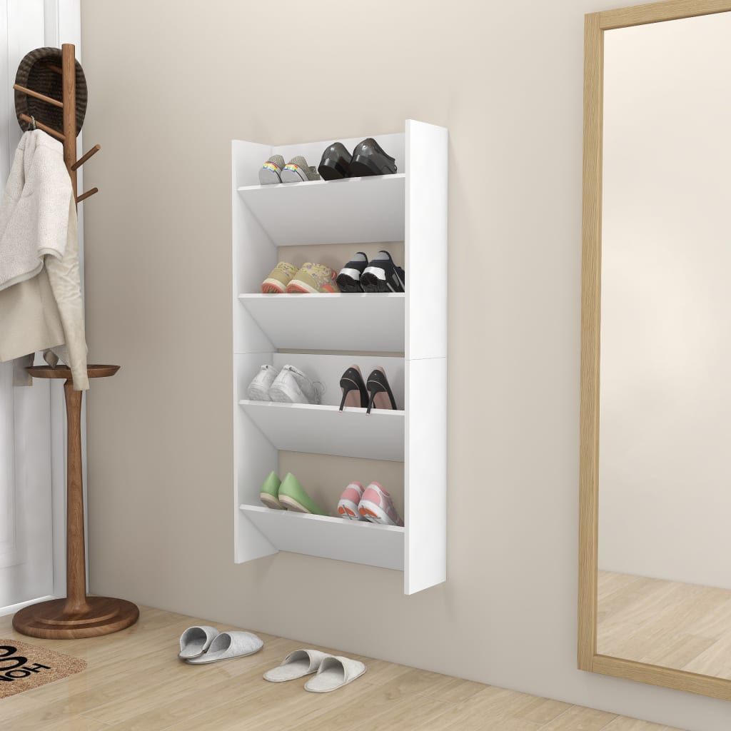 Berkfield Wall Shoe Cabinets 2 pcs White 60x18x60 cm Engineered Wood