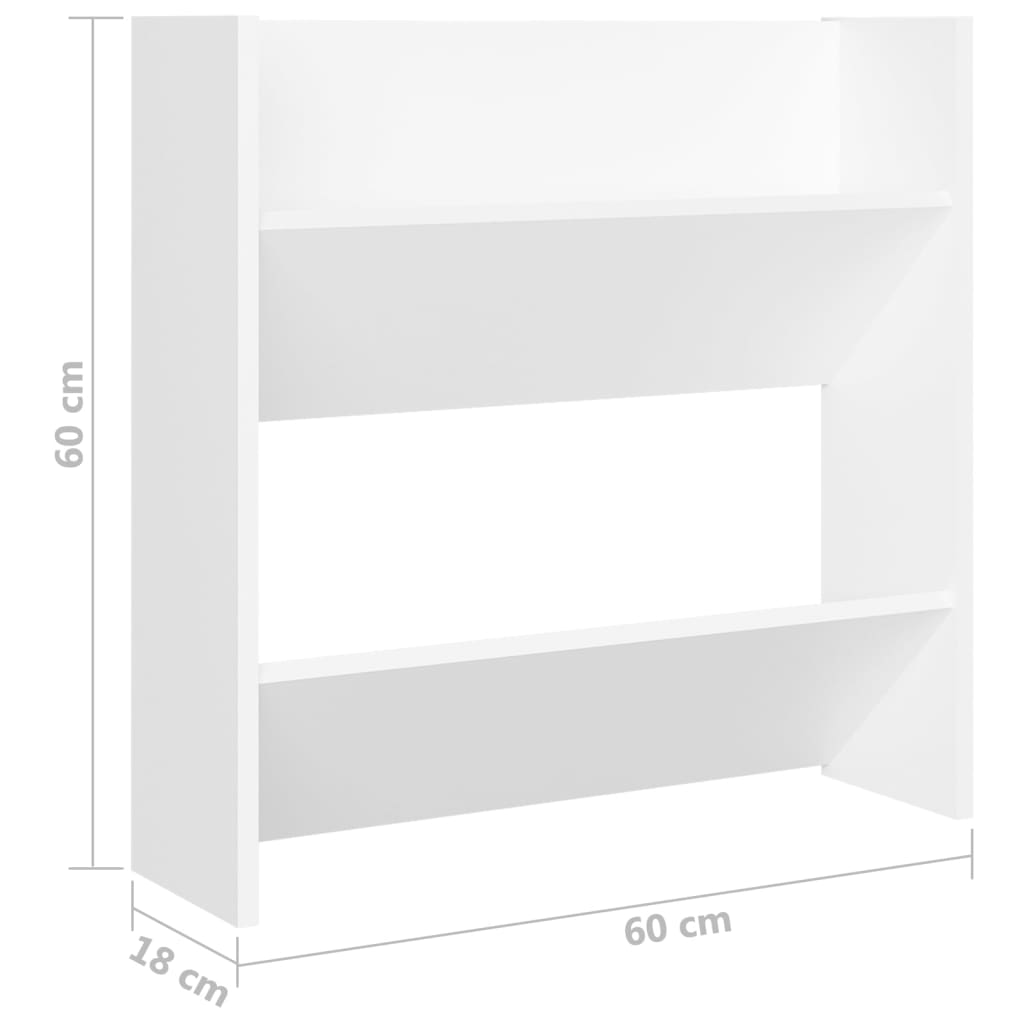 Berkfield Wall Shoe Cabinets 2 pcs White 60x18x60 cm Engineered Wood