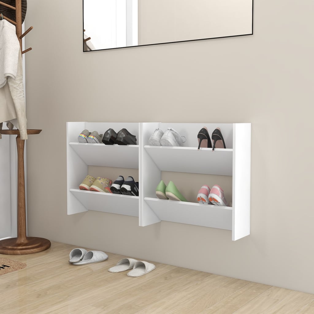 Berkfield Wall Shoe Cabinets 2 pcs White 60x18x60 cm Engineered Wood