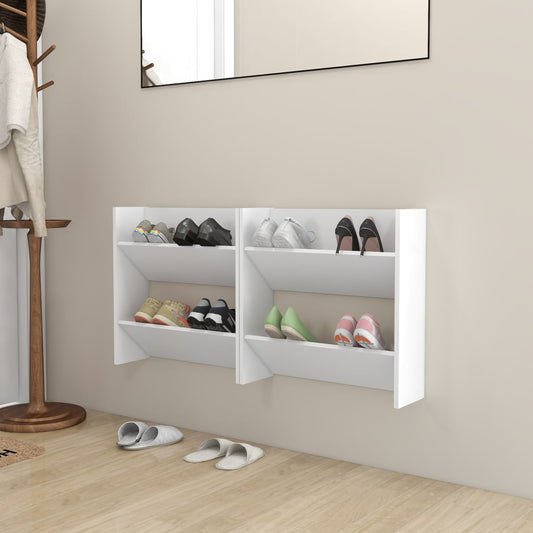 Berkfield Wall Shoe Cabinets 2 pcs White 60x18x60 cm Engineered Wood