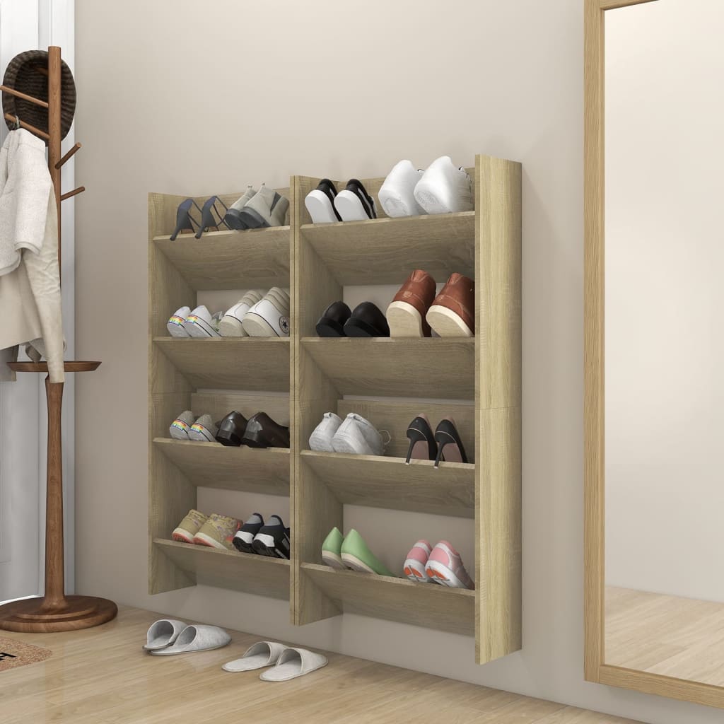 Berkfield Wall Shoe Cabinets 4 pcs Sonoma Oak 60x18x60 cmEngineered Wood
