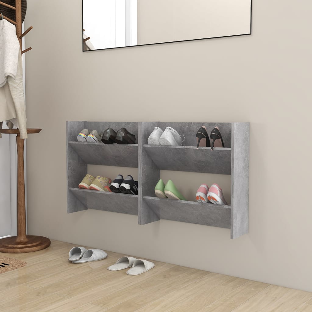 Berkfield Wall Shoe Cabinets 2 pcs Concrete Grey 60x18x60 cm Engineered Wood