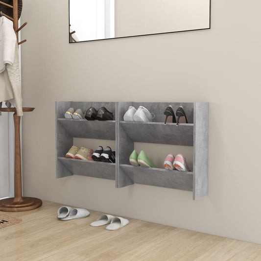 Berkfield Wall Shoe Cabinets 2 pcs Concrete Grey 60x18x60 cm Engineered Wood