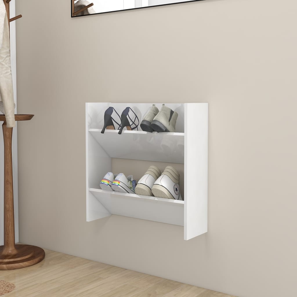 Berkfield Wall Shoe Cabinet High Gloss White 60x18x60 cm Engineered Wood