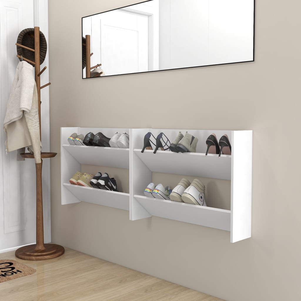 Berkfield Wall Shoe Cabinet 2 pcs White 80x18x60 cm Engineered Wood