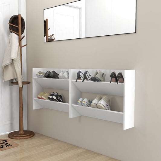 Berkfield Wall Shoe Cabinet 2 pcs White 80x18x60 cm Engineered Wood