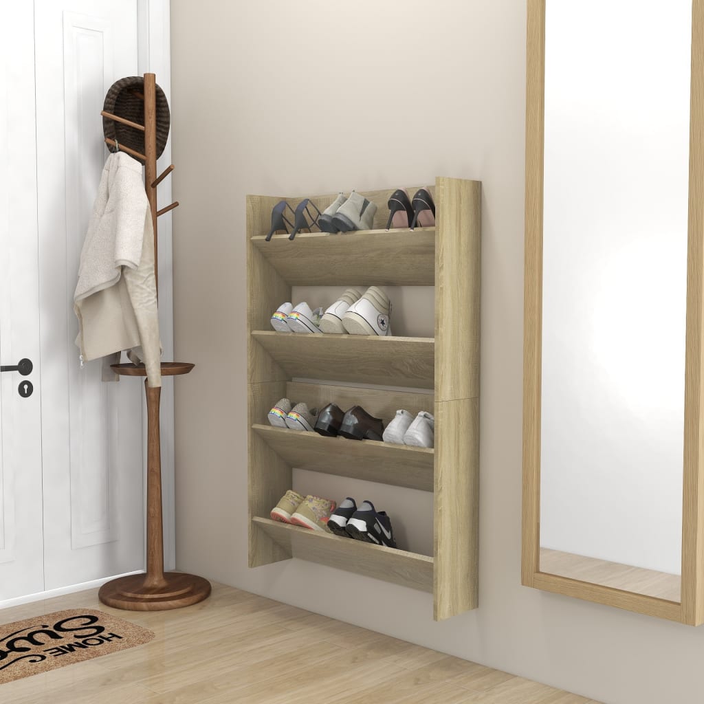 Berkfield Wall Shoe Cabinets 2 pcs Sonoma Oak 80x18x60cm Engineered Wood