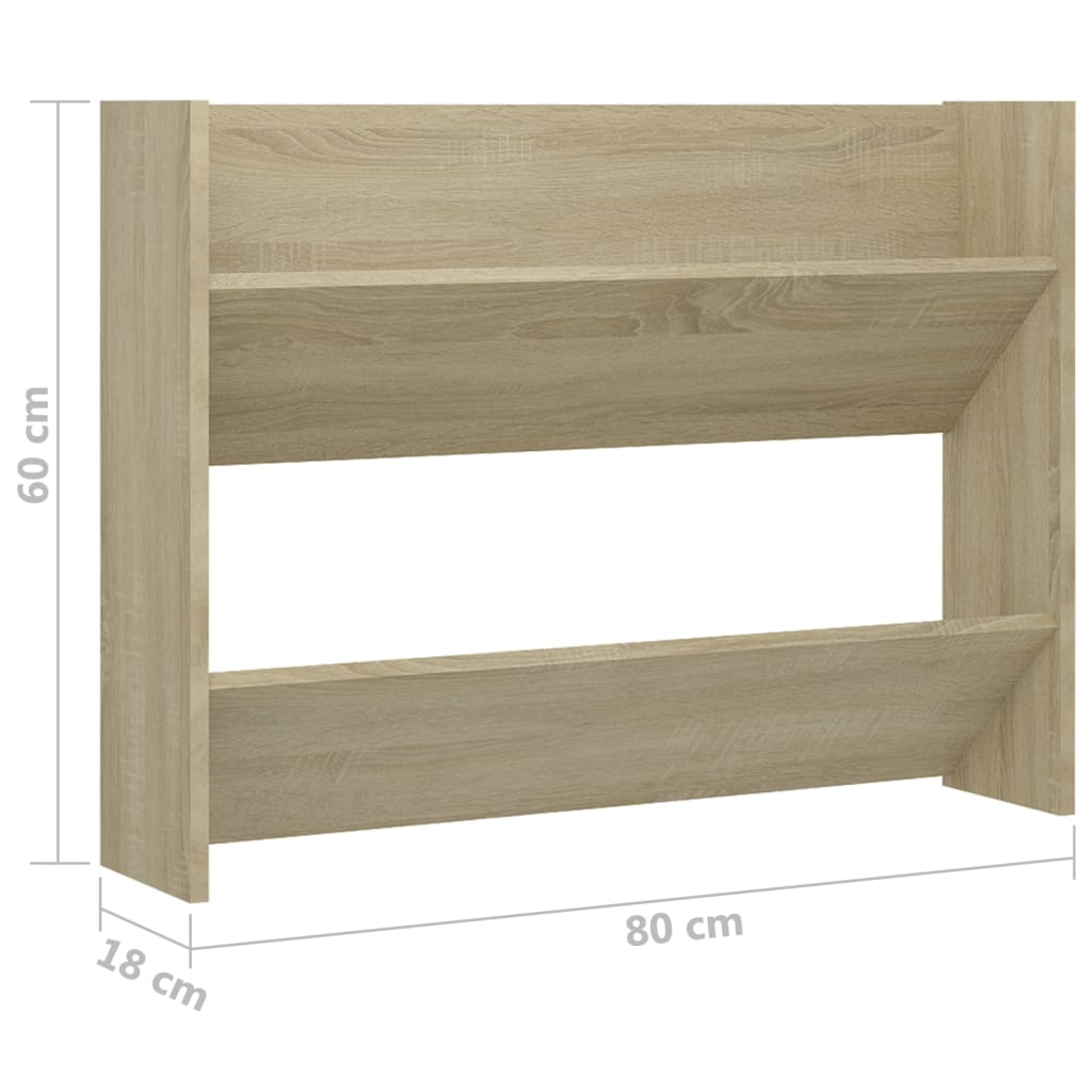 Berkfield Wall Shoe Cabinets 2 pcs Sonoma Oak 80x18x60cm Engineered Wood