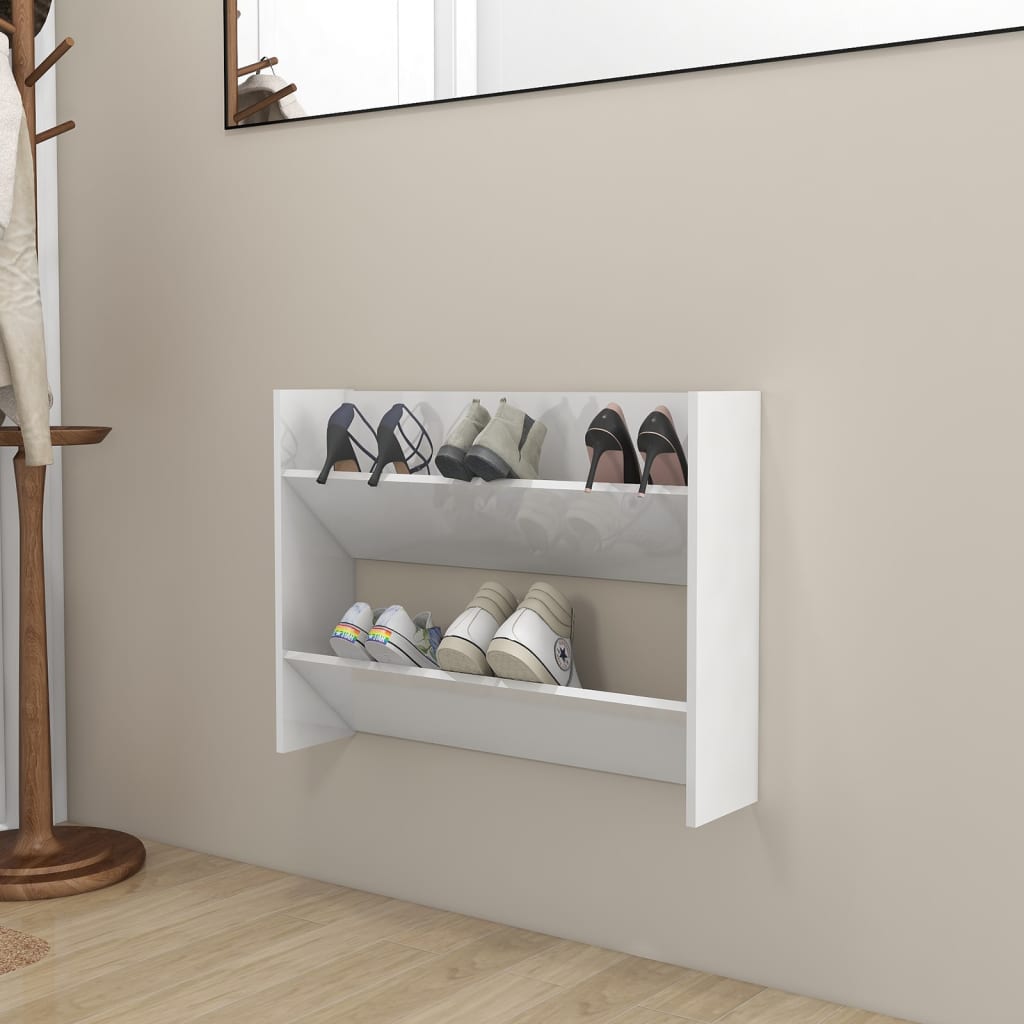 Berkfield Wall Shoe Cabinet High Gloss White 80x18x60 cm Engineered Wood