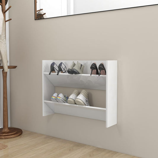 Berkfield Wall Shoe Cabinet High Gloss White 80x18x60 cm Engineered Wood