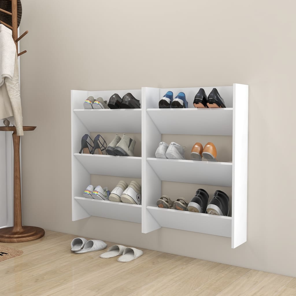 Berkfield Wall Shoe Cabinets 2 pcs  White 60x18x90 cm Engineered Wood