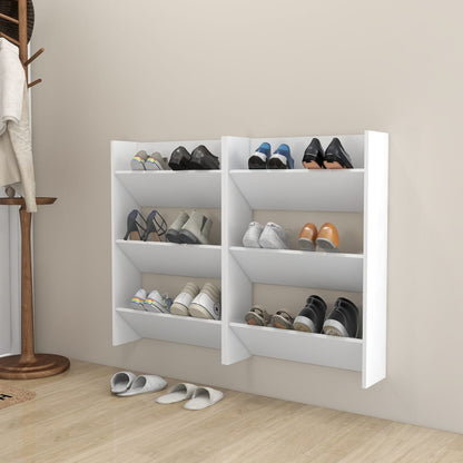 Berkfield Wall Shoe Cabinets 2 pcs  White 60x18x90 cm Engineered Wood