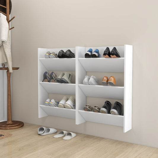 Berkfield Wall Shoe Cabinets 2 pcs  White 60x18x90 cm Engineered Wood