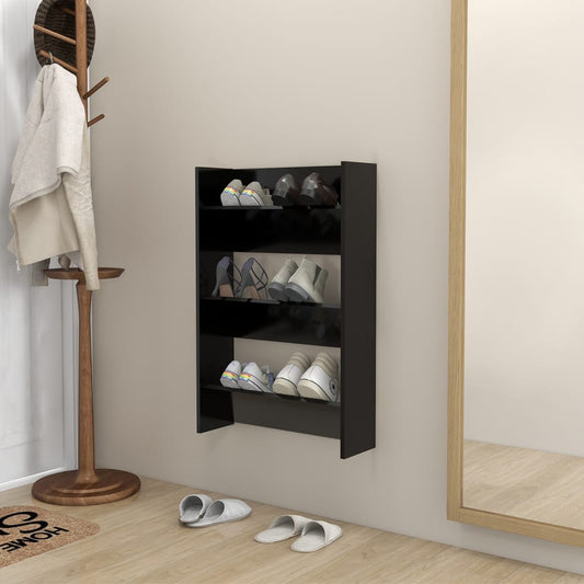 Berkfield Wall Shoe Cabinet Black 60x18x90 cm Engineered Wood