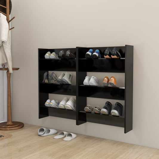 Berkfield Wall Shoe Cabinets 2 pcs  Black 60x18x90 cm Engineered Wood