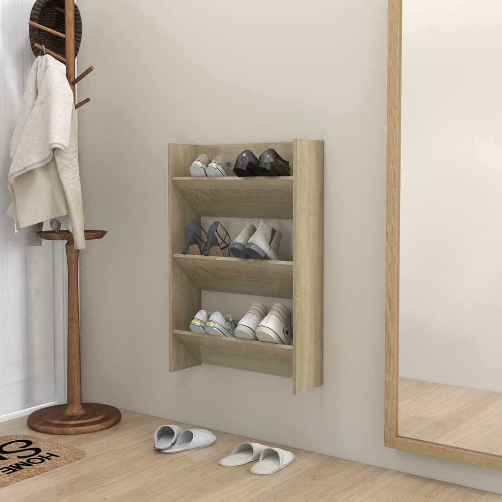 Berkfield Wall Shoe Cabinet Sonoma Oak 60x18x90 cm Engineered Wood