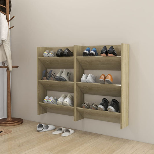 Berkfield Wall Shoe Cabinets 2 pcs  Sonoma Oak 60x18x90 cm Engineered Wood